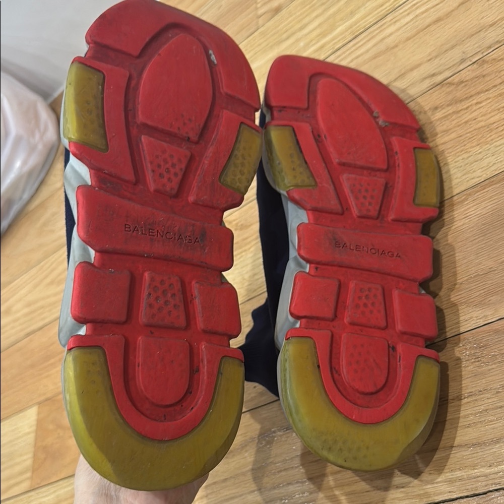 Balenciaga Bb Speed Trainers In Blue Marine Polyester Athletic Shoes Sneakers - Picture 5 of 5